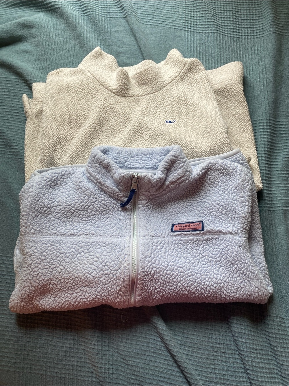 Vineyard Vines Light Blue Sherpa Zip Jacket & Cream Sherpa Pullover